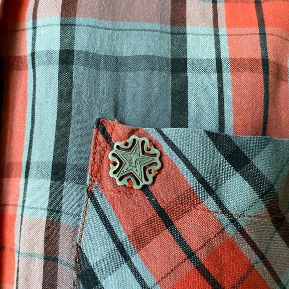 Obey Women’s red grey plaid collared button down shirt / size medium small - Picture 3 of 8